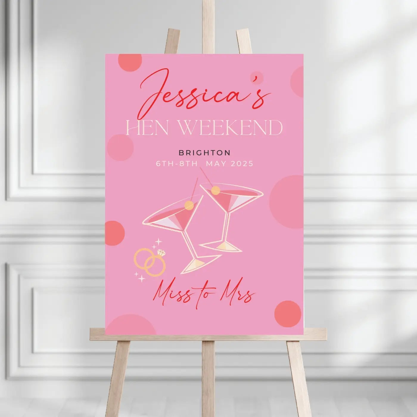 Personalised event sign – luxury party decor | hen weekend welcome cocktail