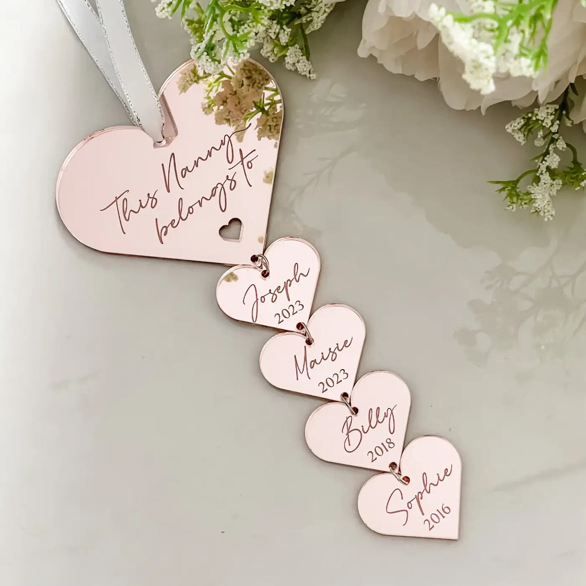 Personalised heart decoration – luxury acrylic decor with custom text & precision cut ornament