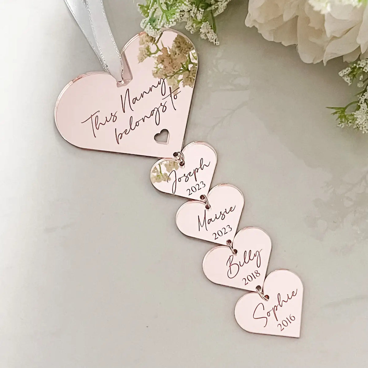 Personalised heart decoration – luxury acrylic decor with custom text & precision cut ornament