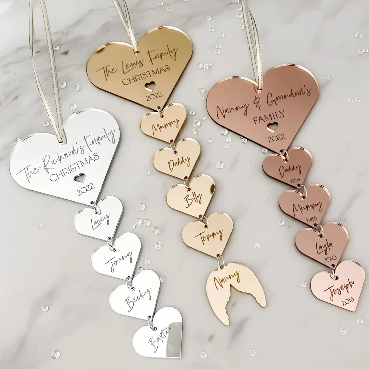 Personalised heart decoration – luxury hanging ornament with custom engraving