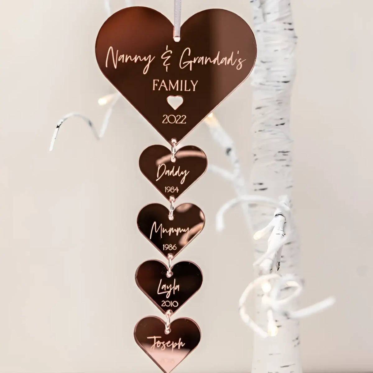 Personalised heart decoration – luxury hanging ornament with custom engraving
