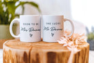Personalised his & hers engagement mugs - marble ceramic set 14oz dishwasher safe