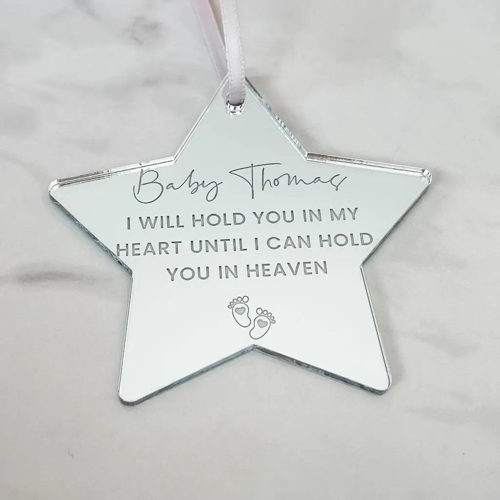 Personalised keepsake star – luxury memorial baby loss gift in acrylic & wood