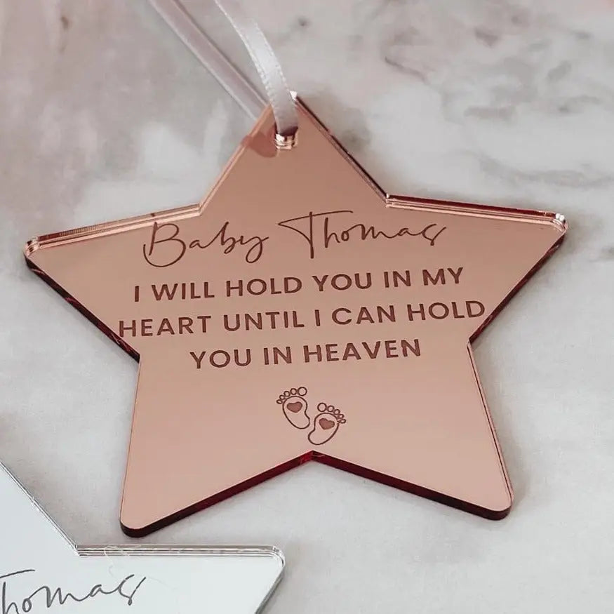Personalised keepsake star – luxury memorial baby loss gift in acrylic & wood
