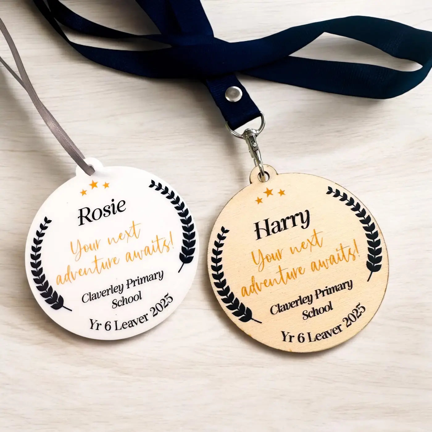 Personalised leavers medal – precision cut | engraved keepsake gift uk