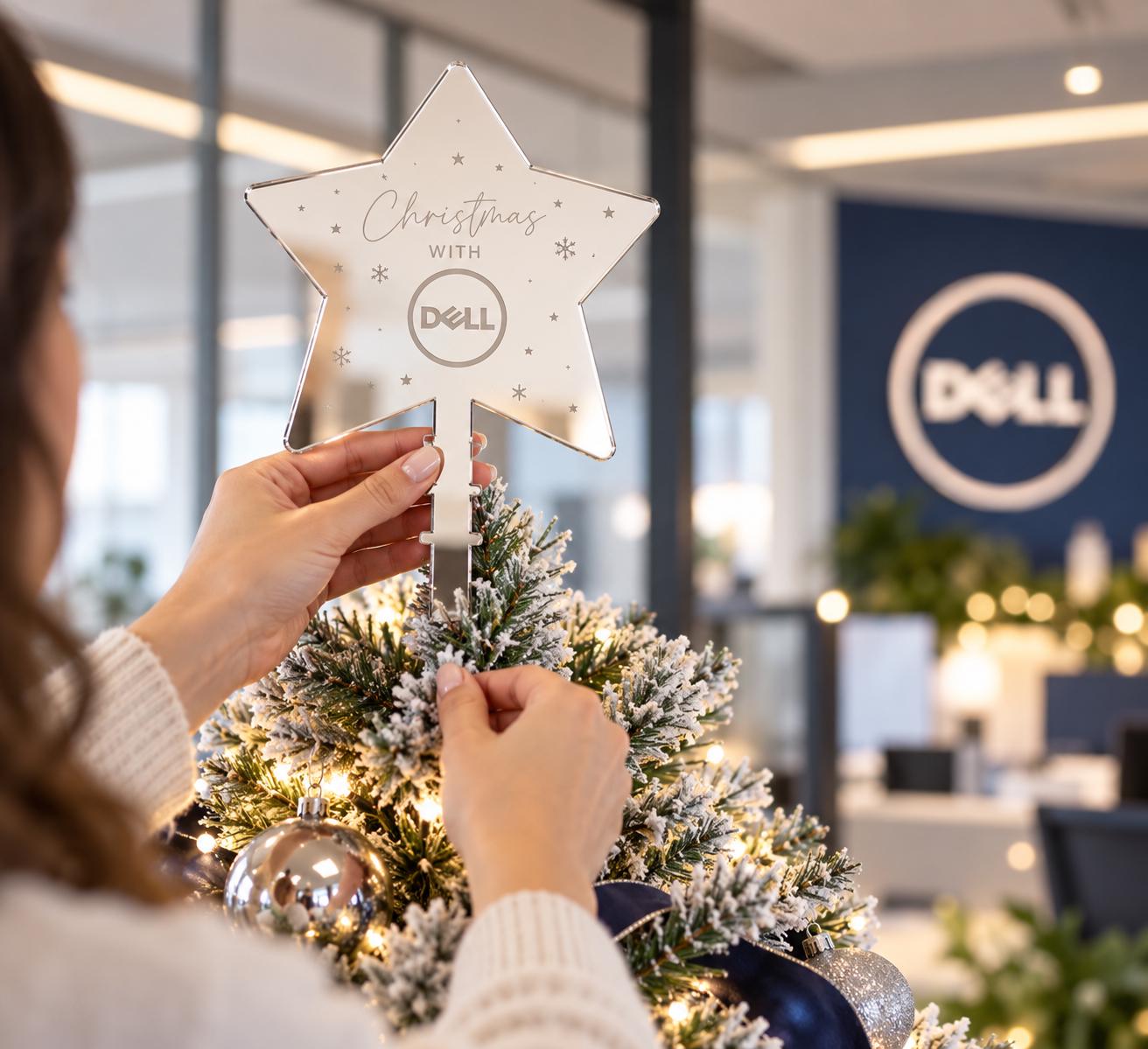 Personalised Logo Christmas Tree Topper in mirror acrylic designed for branded Christmas trees