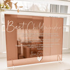 Personalised mirror card – luxury childminder gift | custom acrylic & wood options