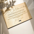 Personalised mirror card – luxury childminder gift | custom acrylic & wood options