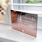 Personalised mirror card – luxury childminder gift | custom acrylic & wood options