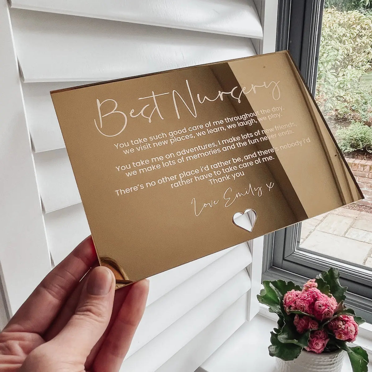 Personalised mirror card – luxury custom acrylic & wooden greeting cards