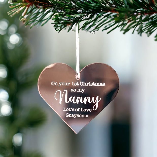 Personalised Nanny Bauble with engraving for Christmas keepsake gifts