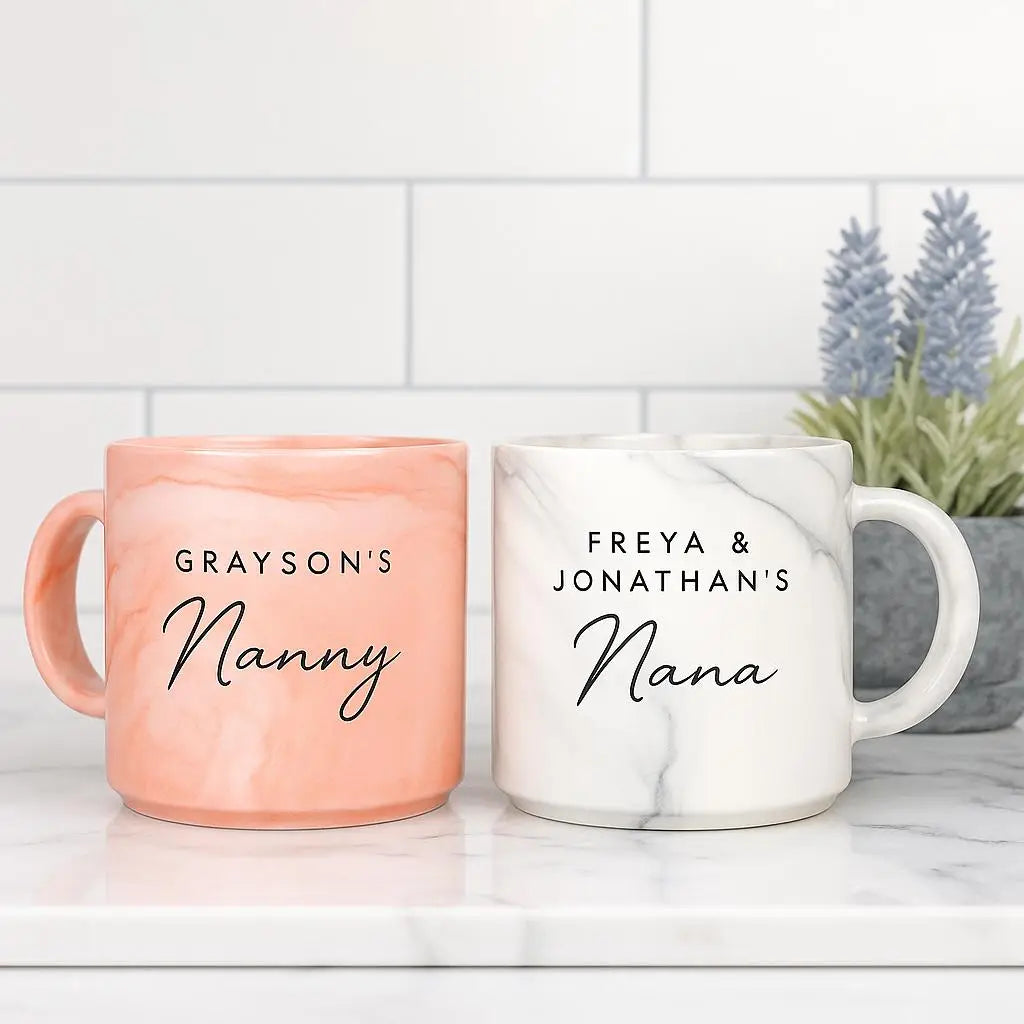 Personalised nanny mug: marble effect - dishwasher safe 14oz