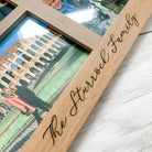 Personalised oak photo frame - luxury 5 aperture family display | engraved wooden