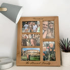 Personalised oak photo frame - luxury 5 aperture family display | engraved wooden