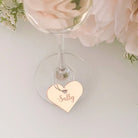Personalised party drinks charms – luxury heart shaped gold mirror drink markers