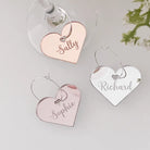 Personalised party drinks charms – luxury heart shaped gold mirror drink markers
