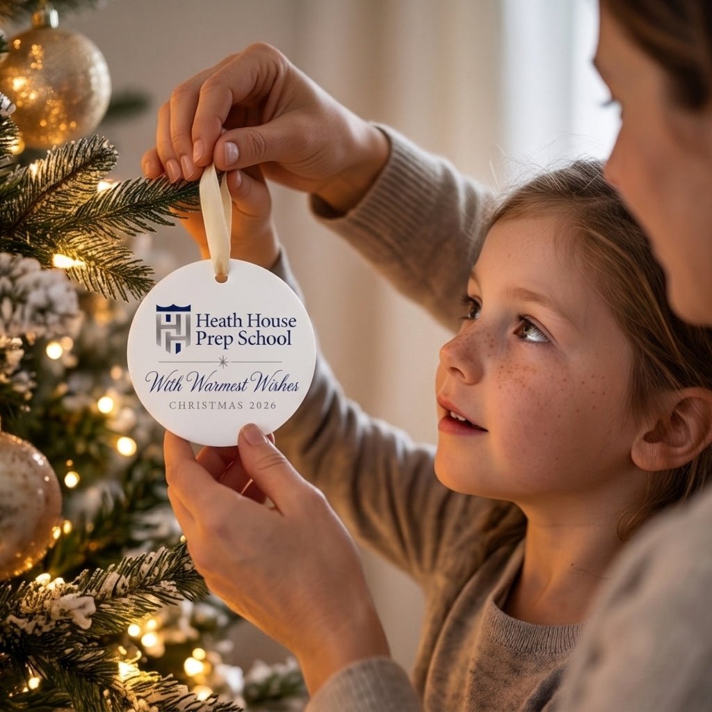Personalised School Logo Christmas Bauble for corporate festive gifts