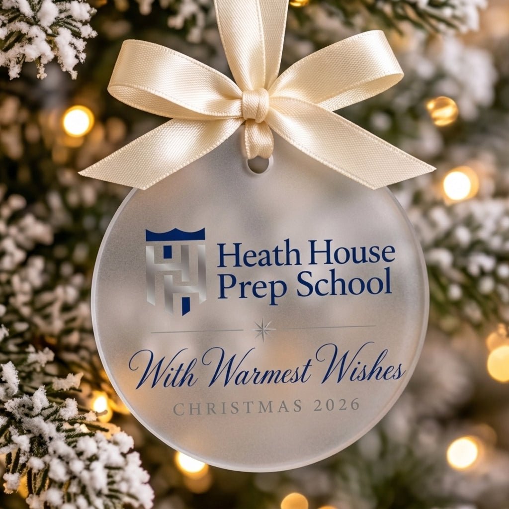 Personalised School Logo Christmas Bauble for company Christmas displays