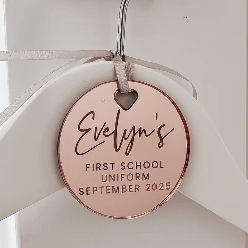 Personalised school tag – luxury first day souvenir & custom acrylic keepsake gift