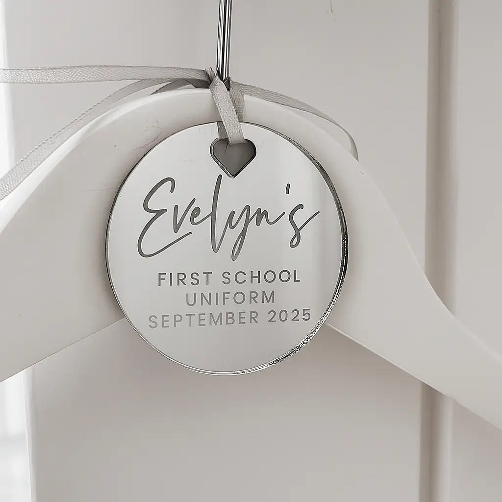 Personalised school tag – luxury first day souvenir & custom acrylic keepsake gift