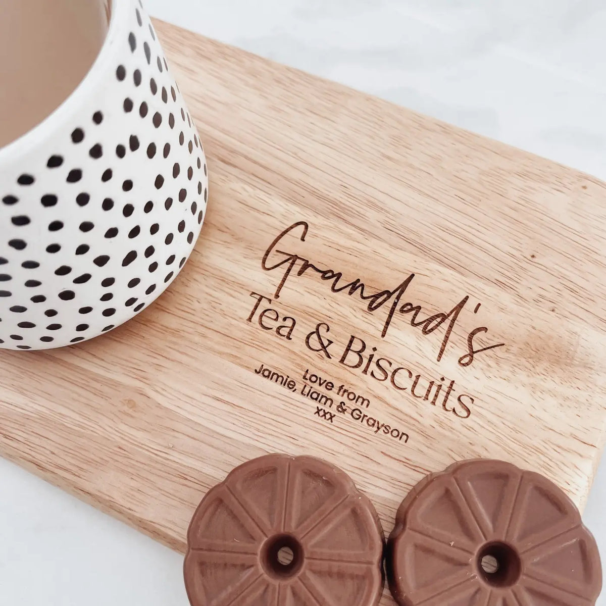 Personalised tea board – luxury biscuit & custom tray gift