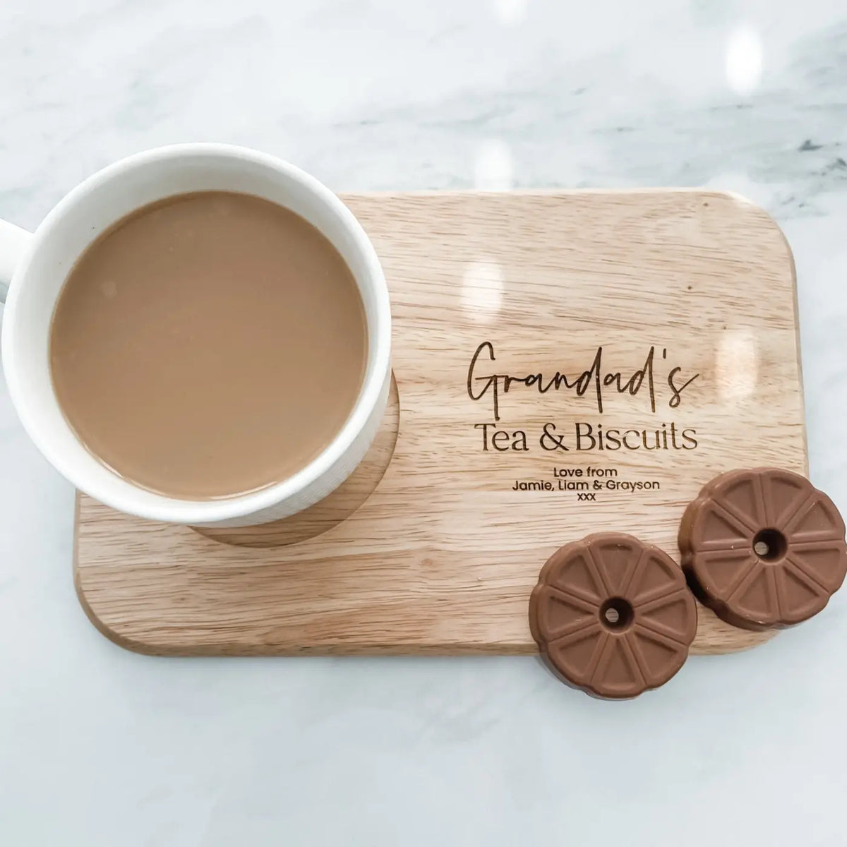 Personalised tea board – luxury biscuit & custom tray gift