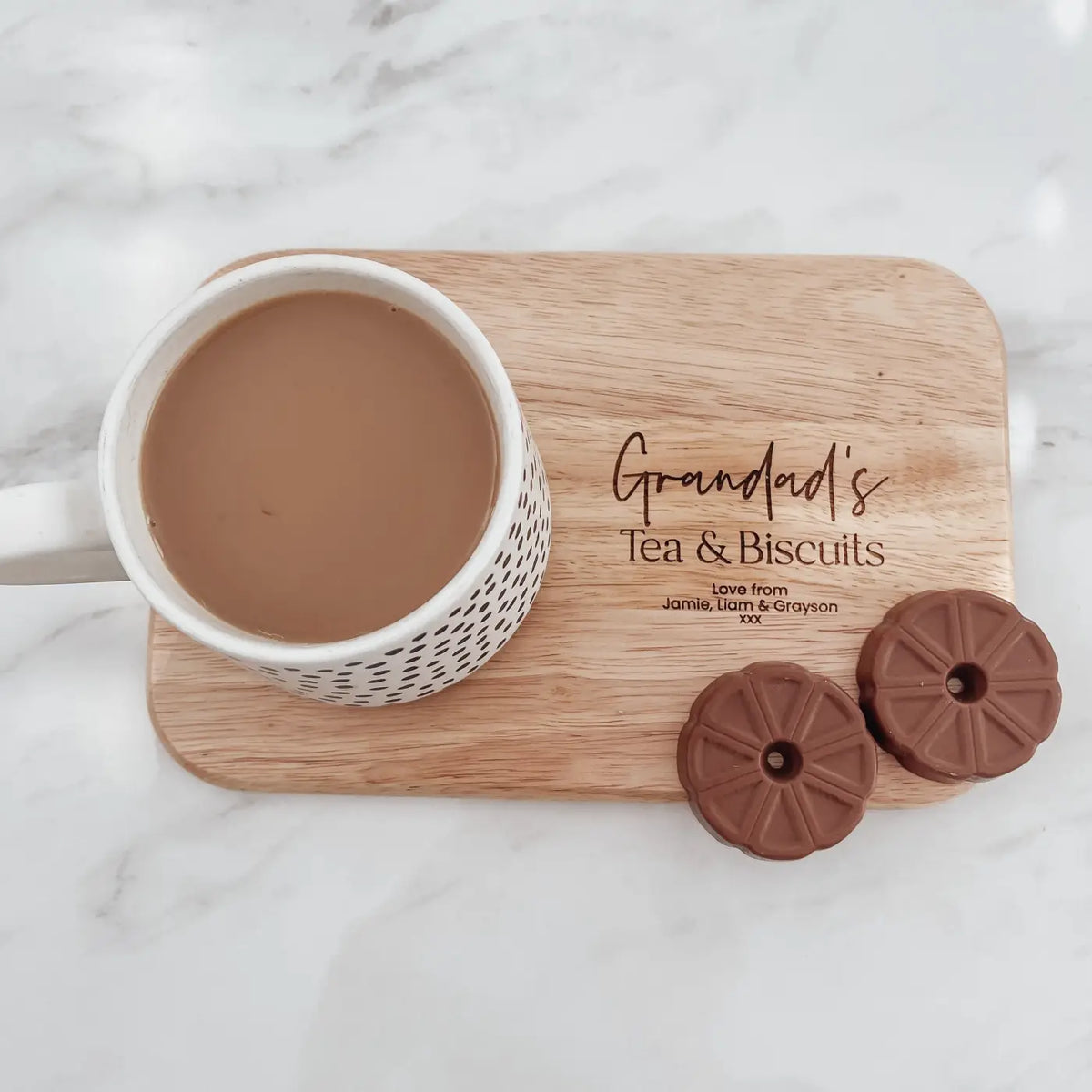 Personalised tea board – luxury biscuit & custom tray gift