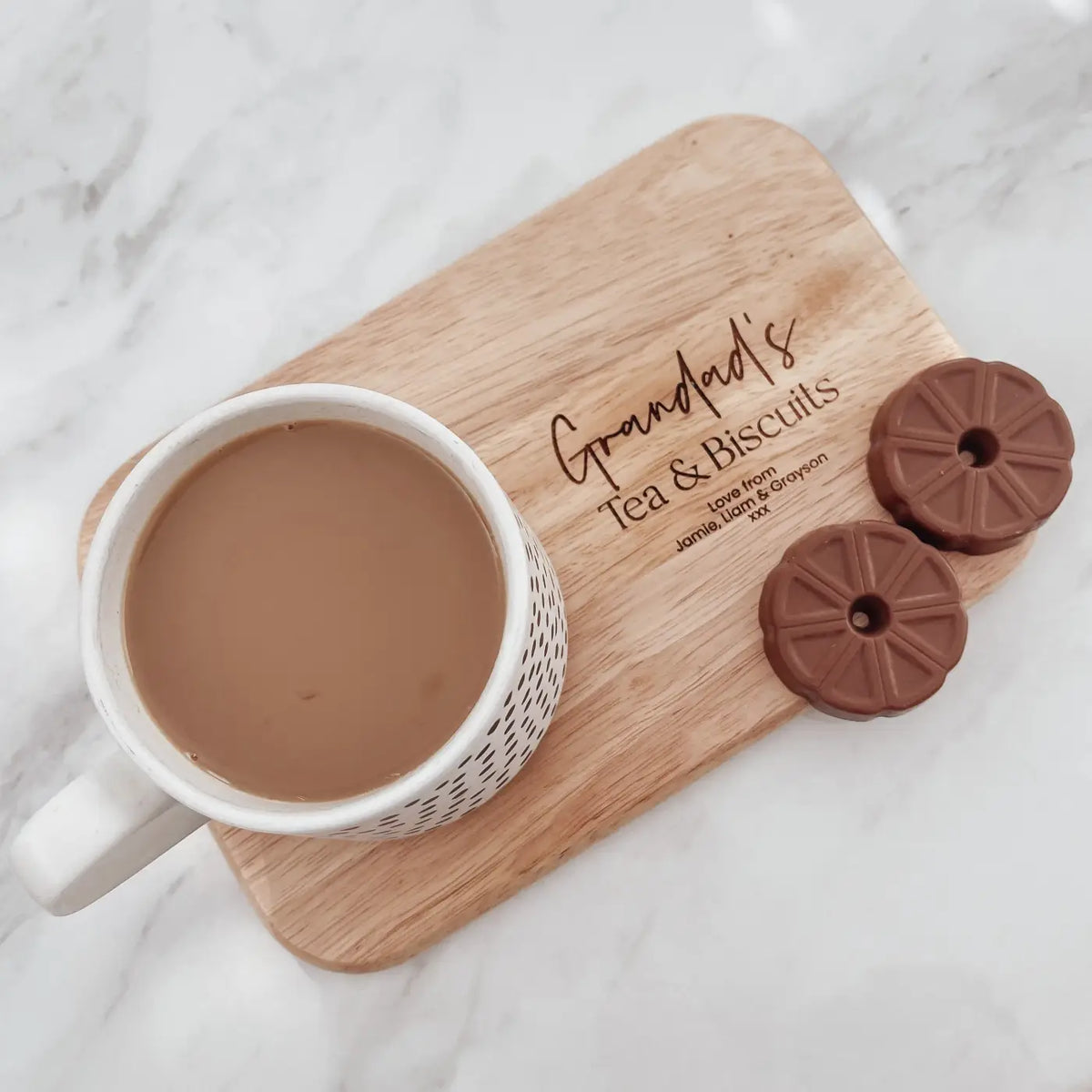 Personalised tea board – luxury biscuit & custom tray gift