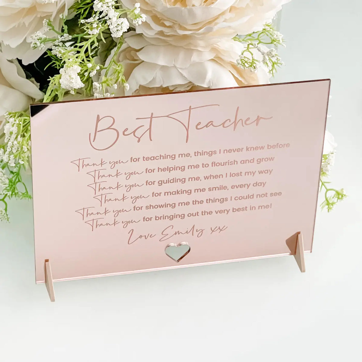 Personalised thank you card – luxury teacher appreciation | gold mirror finish