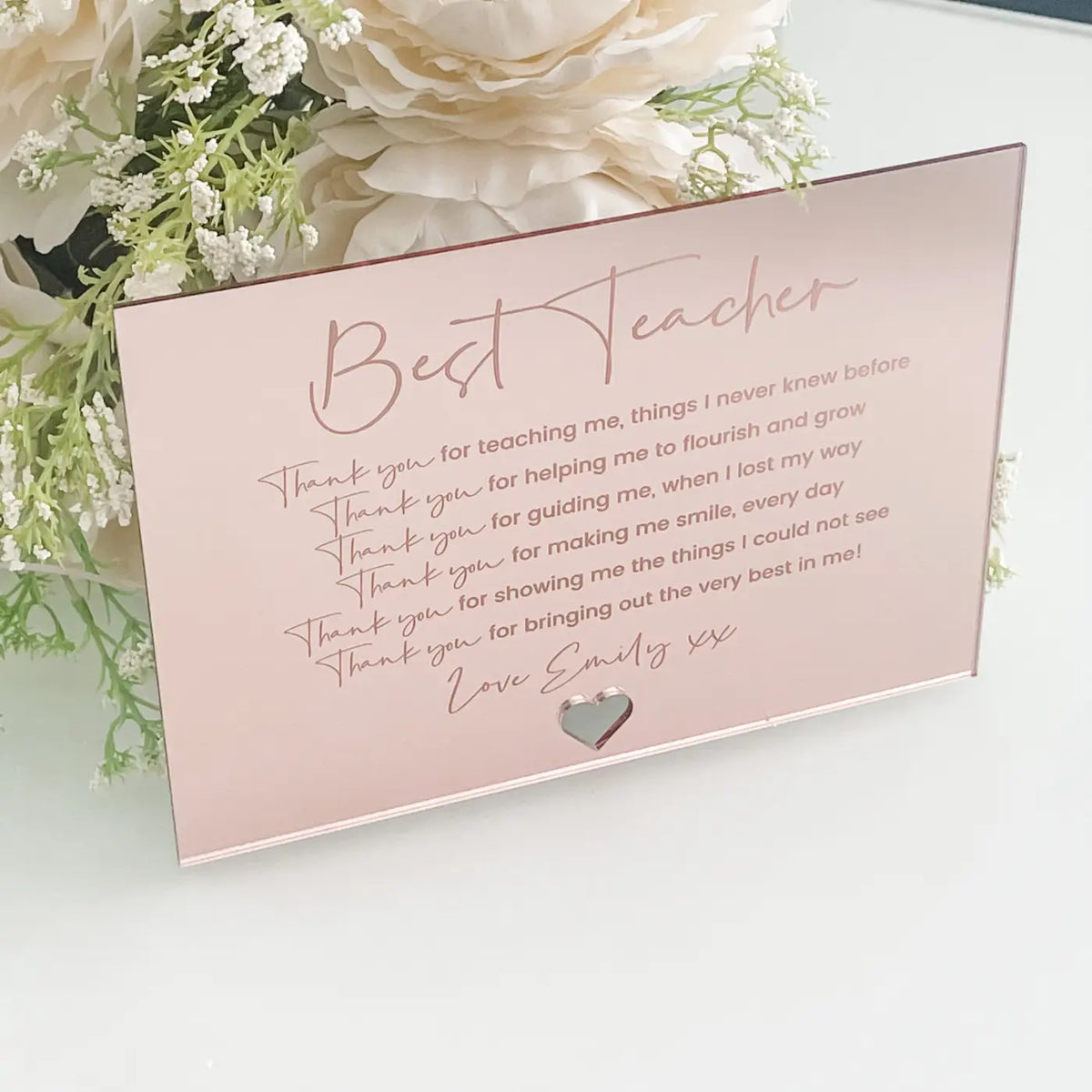 Personalised thank you card – luxury teacher appreciation | gold mirror finish