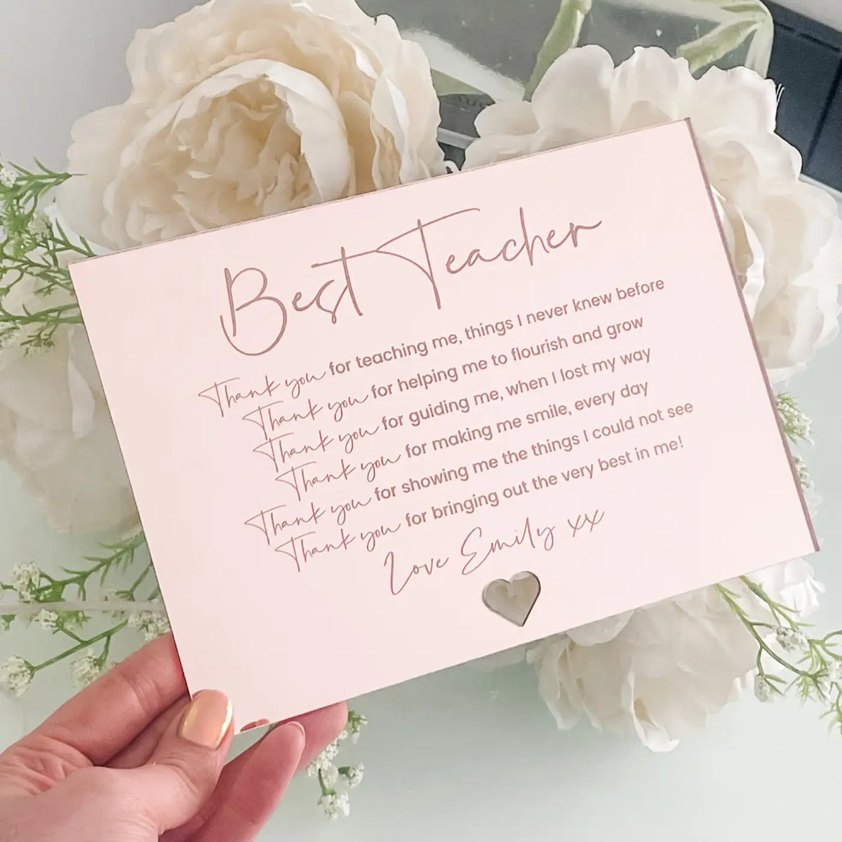 Personalised thank you card – luxury teacher appreciation | gold mirror finish