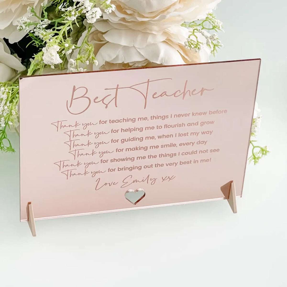 Personalised thank you card – luxury teacher appreciation | gold mirror finish