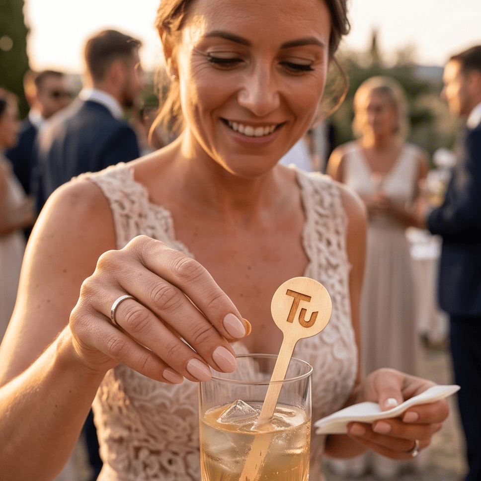 Personalised Wooden Drink Stirrers for drinks at special occasions