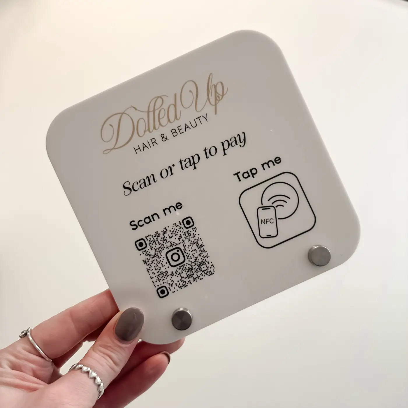 Qr nfc payment sign – custom acrylic | contactless pay display & branding