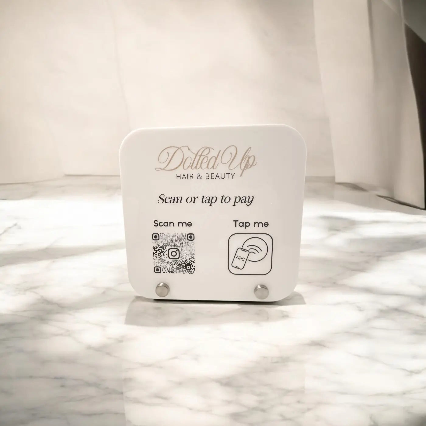 Qr nfc payment sign – custom acrylic | contactless pay display & branding