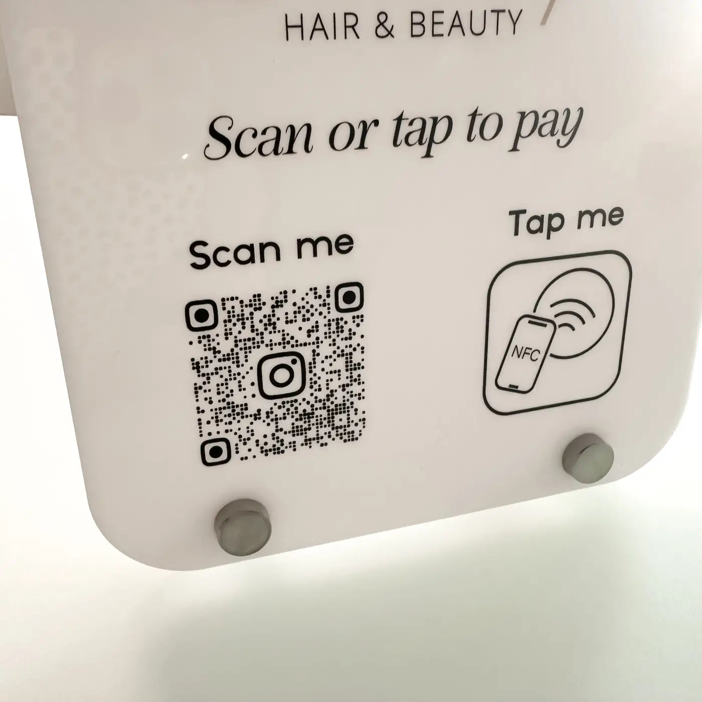 Qr nfc payment sign – custom acrylic | contactless pay display & branding
