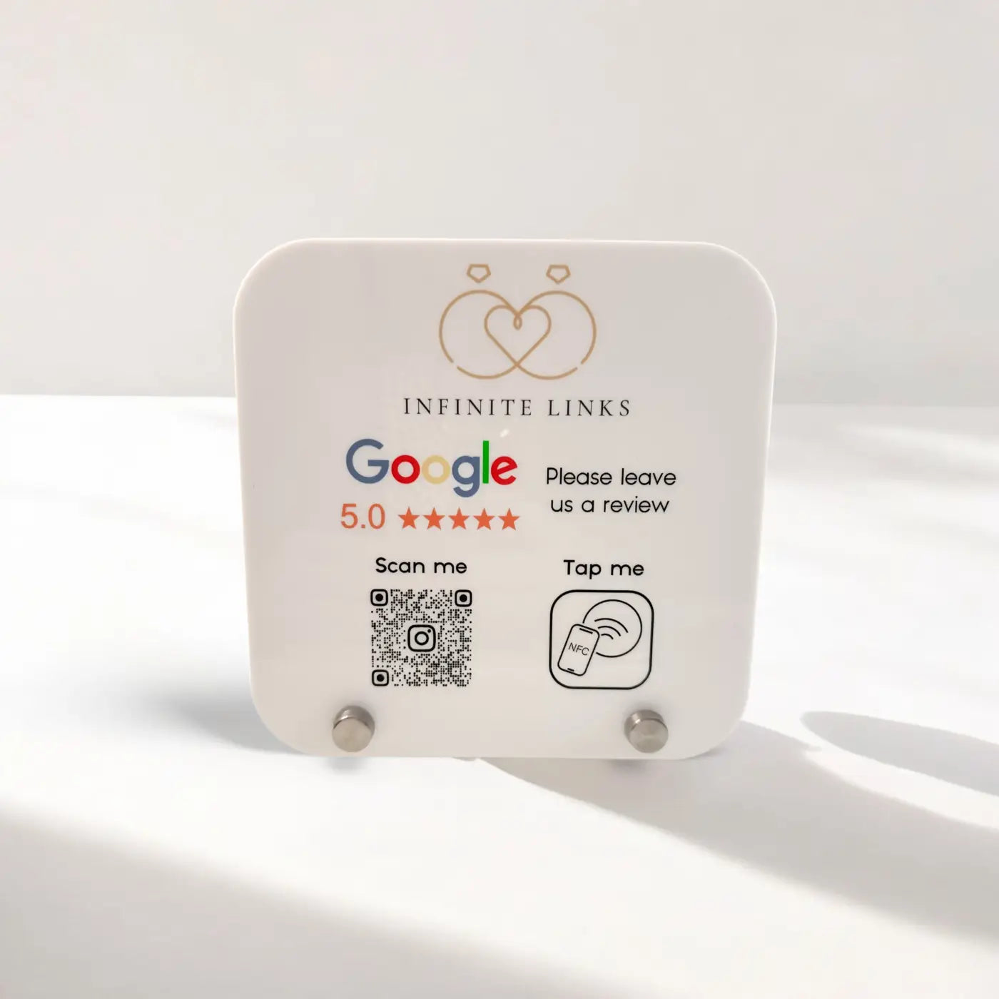 Qr nfc review sign – custom acrylic contactless feedback display | luxury plaque
