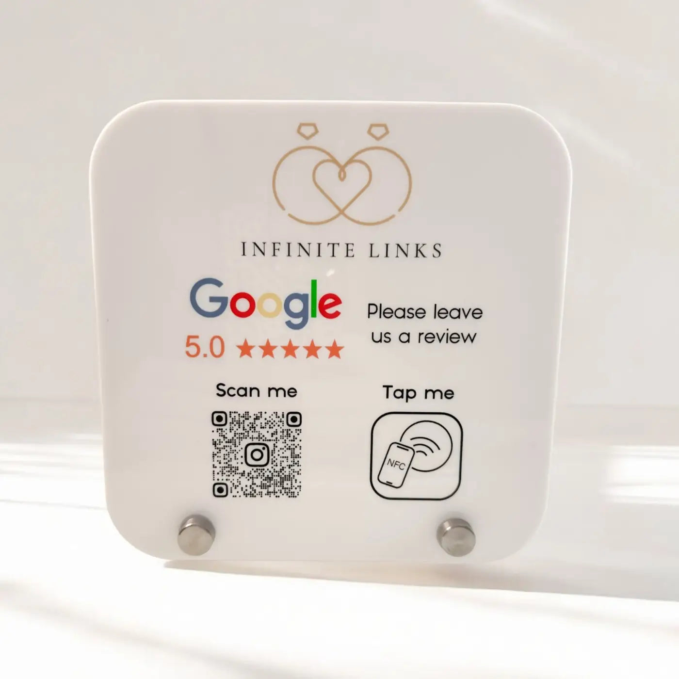 Qr nfc review sign – custom acrylic contactless feedback display | luxury plaque