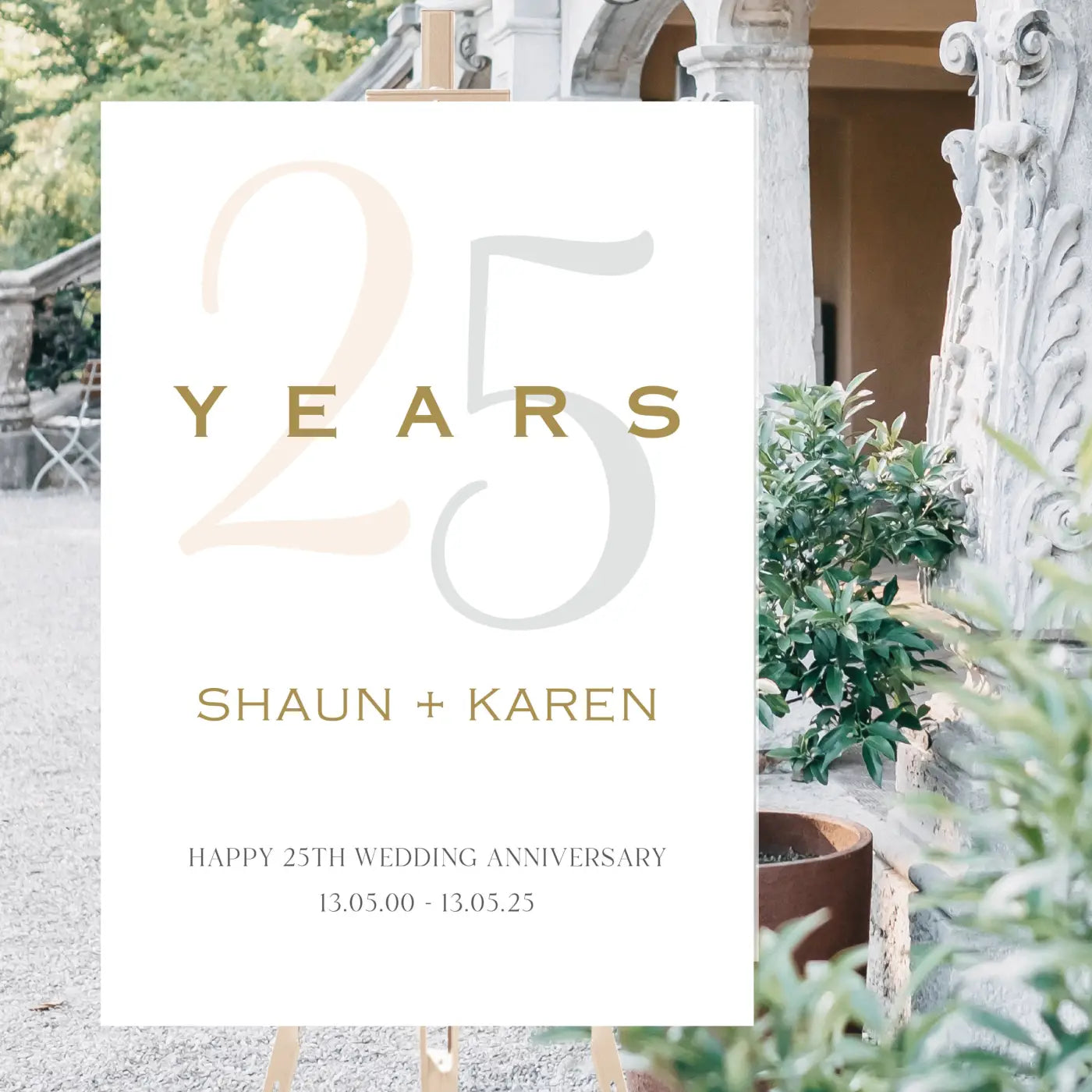 Silver wedding anniversary sign – luxury personalised event on premium foamboard