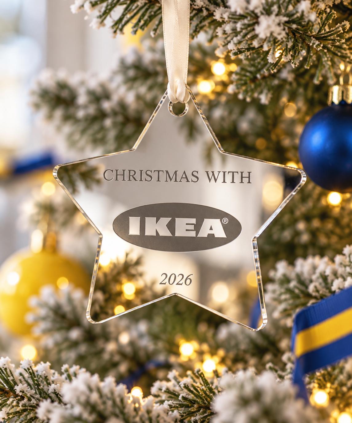Star-Shaped Logo Christmas Baubles in mirror acrylic designed for branded Christmas trees