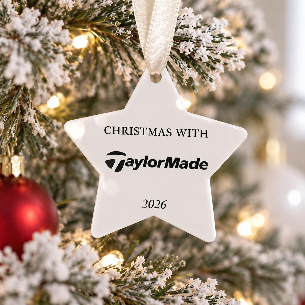 Star-Shaped Logo Christmas Baubles with UV print for branded Christmas trees