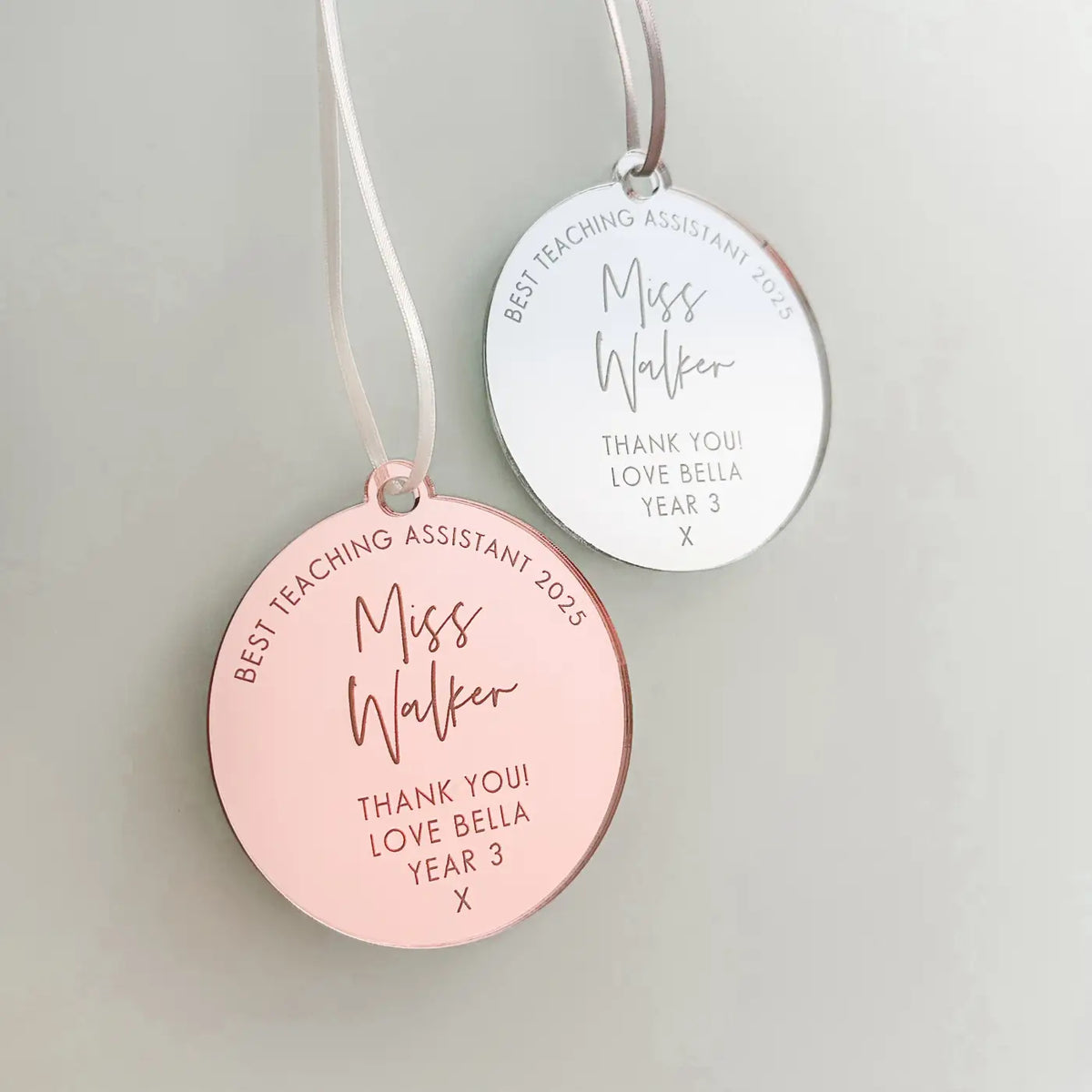 Teaching assistant tag – luxury personalised hanging gift | custom acrylic & wood