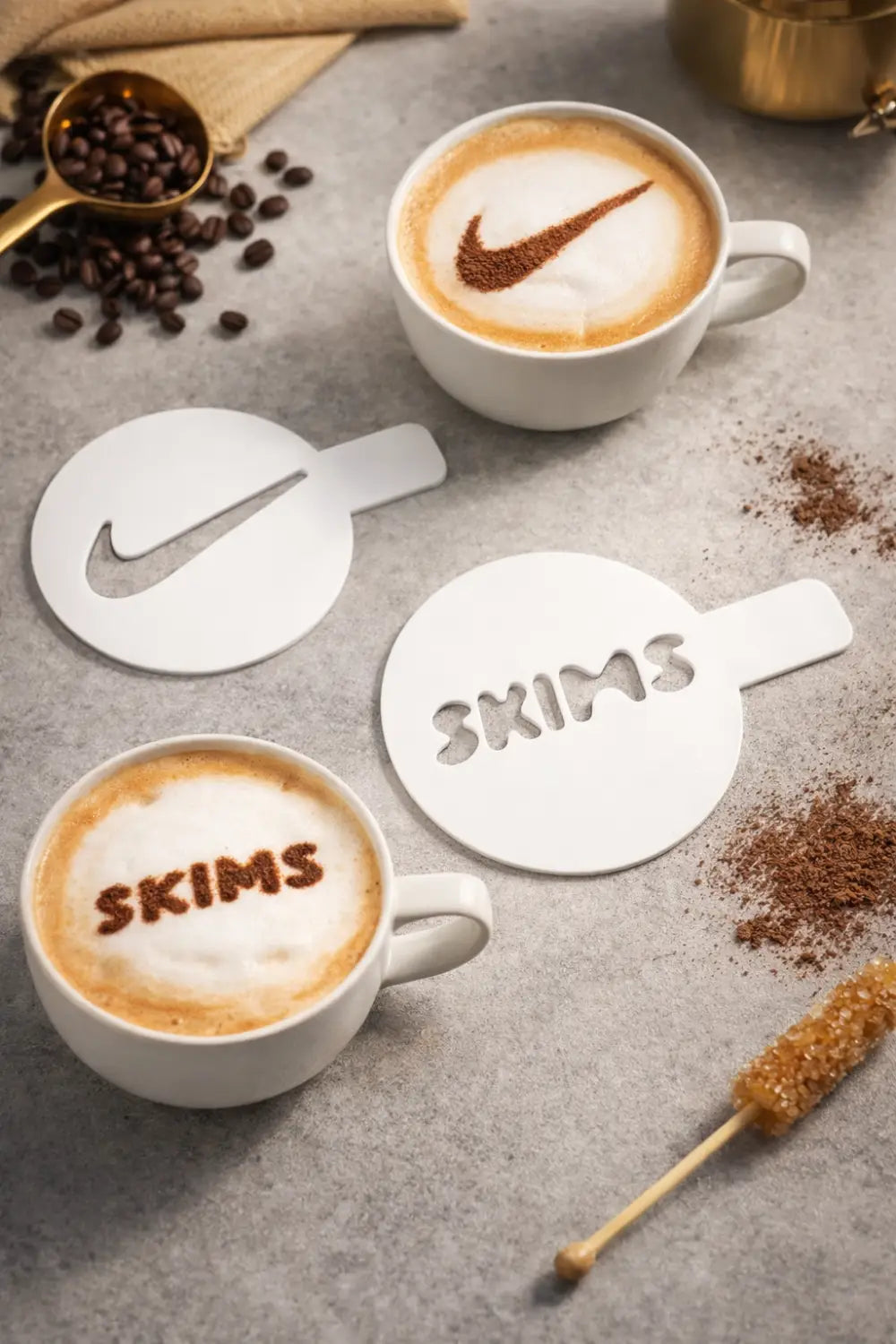 Creating coffee stencils for a selfridges nike x skims event