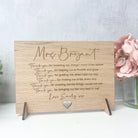 Wood engraved card – luxury teacher gift | personalised bespoke thank you design