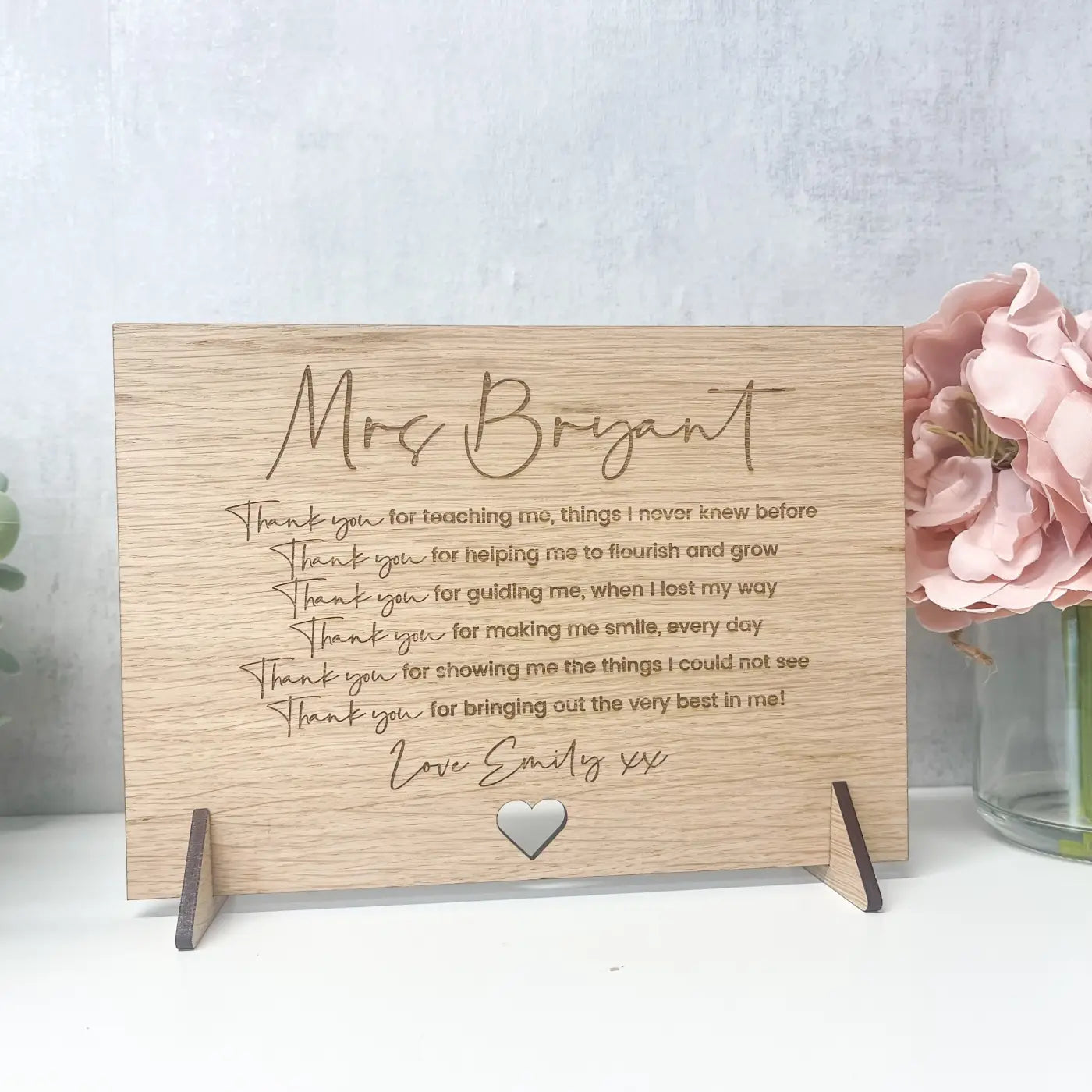 Wood engraved card – luxury teacher gift | personalised bespoke thank you design